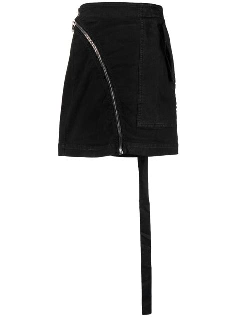 Rick Owens Asymmetric Zip Detail Mini Skirt Editorialist