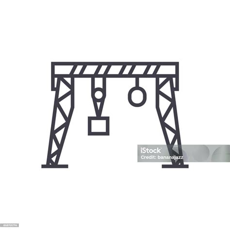 港口起重機向量線圖示 標誌 插圖背景可編輯筆觸向量圖形及更多gantry Crane圖片 Gantry Crane 一組物體 下載