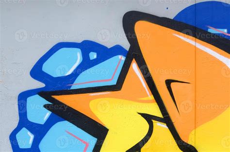 Fragment Of Colored Street Art Graffiti Paintings With Contours And