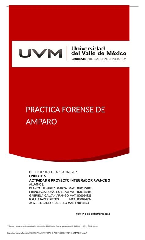 Actividad Proyecto Etapa Amparo Practica Forense De Amparo