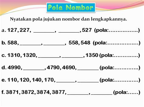 Latihan Matematik Tahun Pola Nombor Pola Nombor Interactive The Best