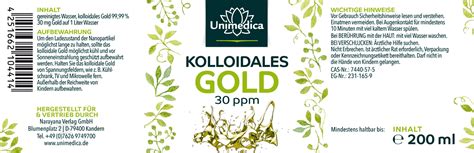 Kolloidales Gold Ppm Ml Von Unimedica Mit Hochreinem