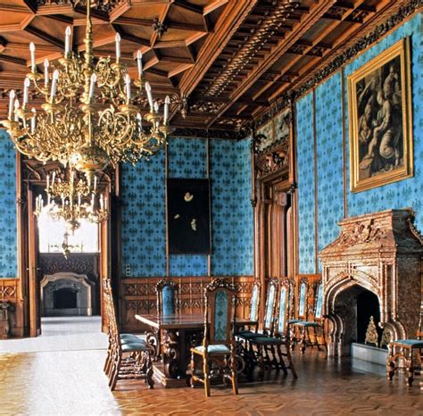 Interior of the Lednice Castle, Czech Republic. Furnished around 1850 ...