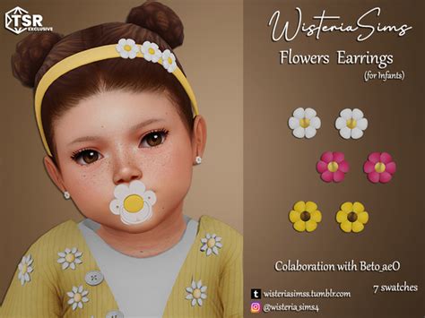 The Sims Resource Flowers Earrings For Infants