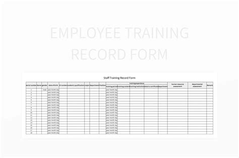 Free Employee Training Record Templates For Google Sheets And Microsoft