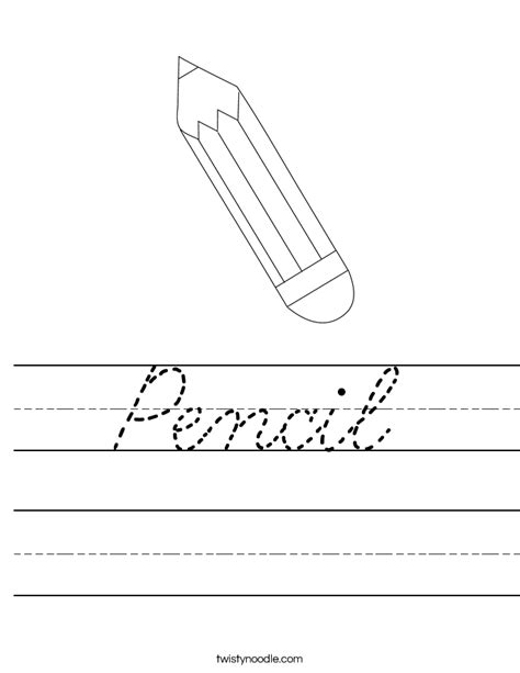 Pencil Worksheet Cursive Twisty Noodle