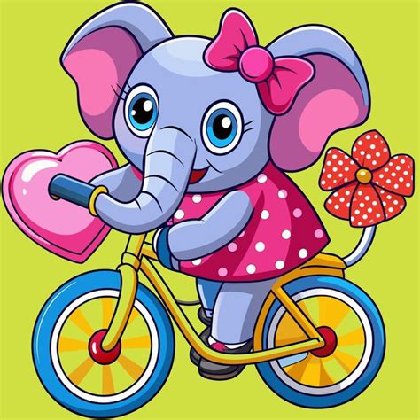 Un Dibujo De Dibujos Animados De Un Elefante Montando Una Bicicleta Con