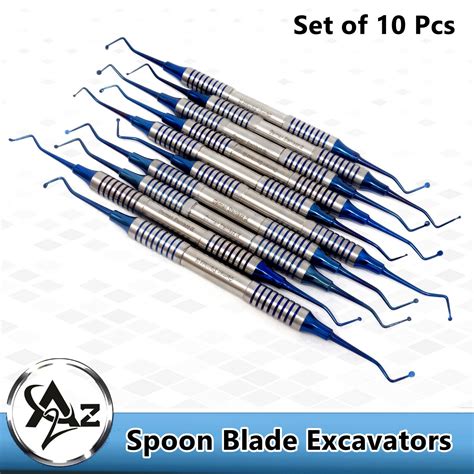 New Dental Excavator Set Of 10 Restorative Spoon Double Ended Blue