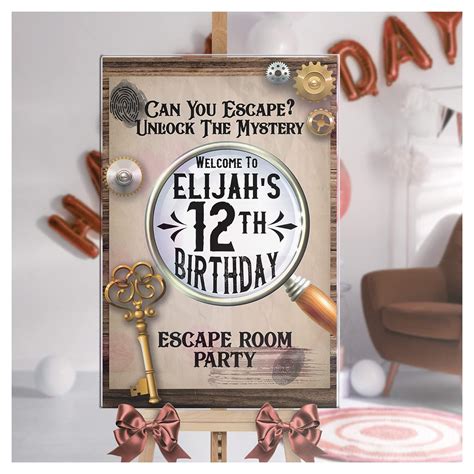 Escape Room Birthday Party Sign Murder Mystery Game Birthday Decorations