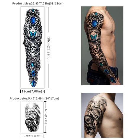 Extra Large Waterproof Temporary Tattoos Sheets Full Arm Etsy