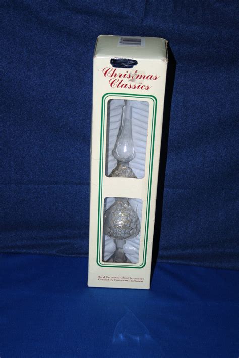 Vintage Christmas Classics Hand Decorated Clear Glass Finial Tree