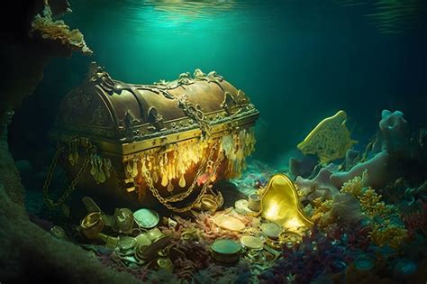 Premium Ai Image Underwater Treasure Chest Neural Network Ai Generated