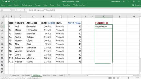 Funci N Si En Excel Youtube