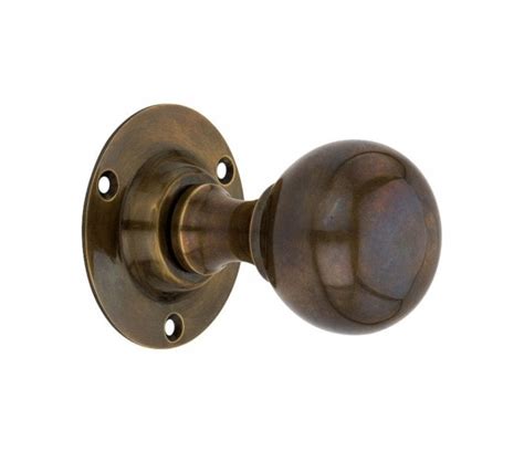 Spira Brass Ball Mortice Rim Door Knobs Antique Brass