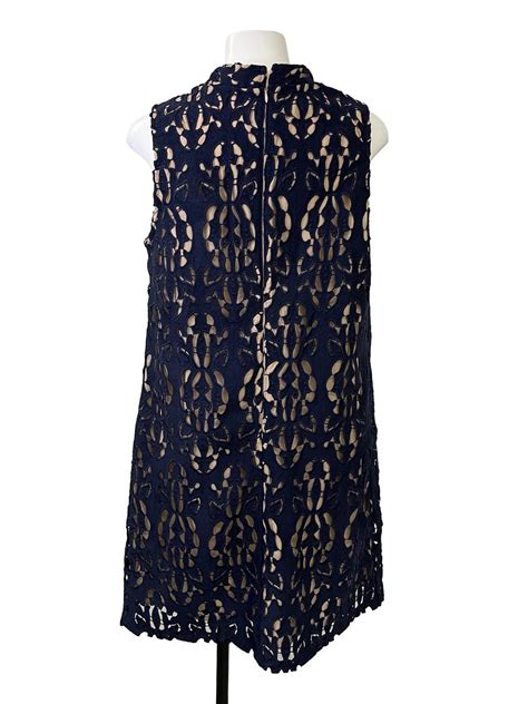 Love Bravery Navy Blue And Nude Lined Sleeveless Dress Women S