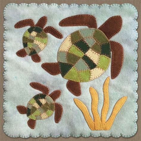 PATTERN Sea Turtles Block Of The Month Wool Applique Quilt Block