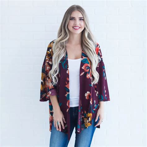 Women Plus Size Kimono Boho Cover Ups Floral Print Loose Shawl Kimono Cardigan Lace Three