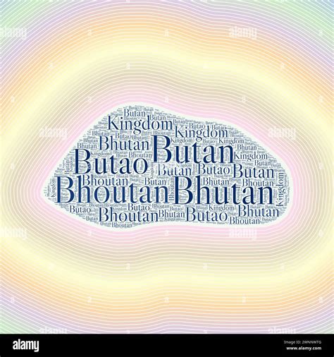 Bhutan Shape Formed By Country Name In Multiple Languages Bhutan