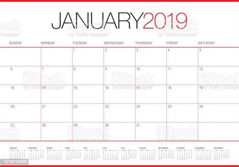 January 2019 Desk Calendar Vector Illustration Stock Illustration Download Image Now 2019