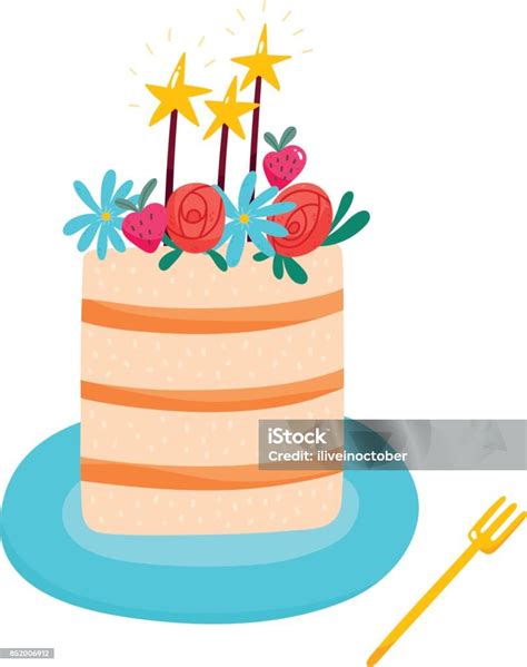 Beautiful Illustration Of A Birthday Cake Stock Illustration Download