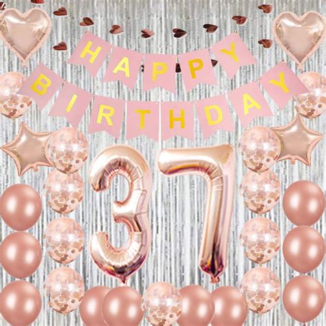 Amazon Happy 37th Birthday Decorations Rose Gold 37th Birthday