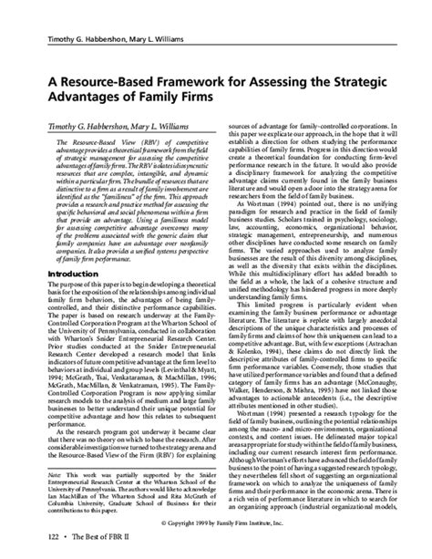 Pdf A Resource Based Framework For Assessing The Strategic