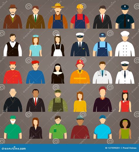 People Of Different Occupations Professions Icons Set Flat Design