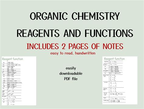 Organic Chemistry Reagents And Functions Etsy