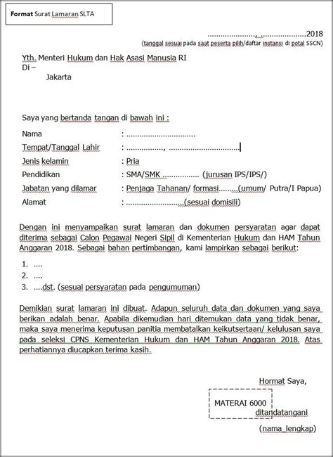 Contoh Surat Pernyataan Cpns Untuk Hukum Dan Ham Surat Lamaran Kerja