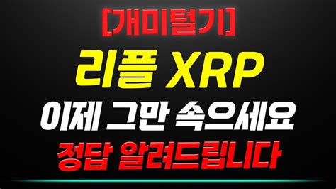 개미털기 리플 Xrp 이제 그만 속으세요 정답 알려드립니다 리플 리플전망 코인시황 코인분석 Youtube