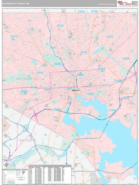 Baltimore City County Wall Map - Premium - MarketMAPS