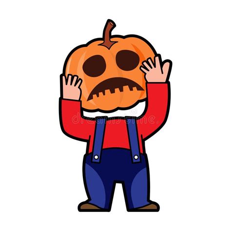 Man With Pumpkin Head Halloween Cartoon Characters Stock Vector