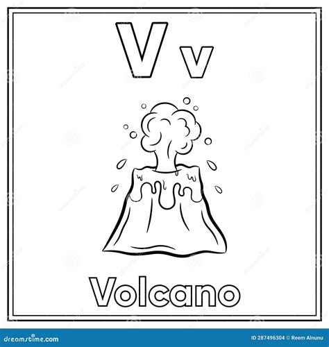 V Is For Volcano Coloring Page