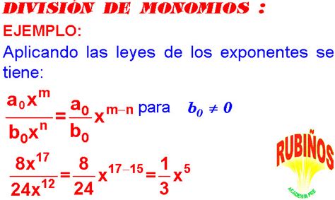 DIVISION DE POLINOMIOS ENTRE MONOMIOS EJERCICIOS RESUELTOS PDF