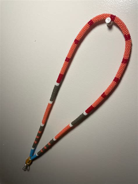 Salmon Native Beaded Lanyard Gift Idea Elegant Key Etsy