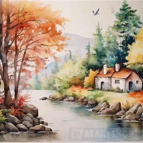 watercolor wall painting about nature