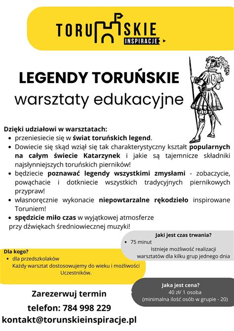 Legendy Toruńskie dla przedszkoli zajęcia edukacyjne integrujące