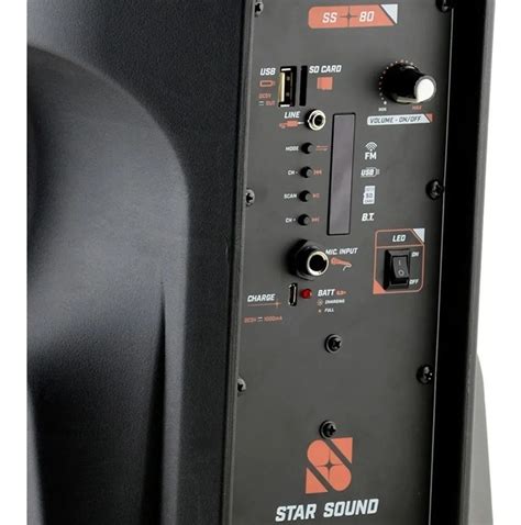 Caixa Star Sound Amplificada Ss 80 Com Bateria 12v Usb Bt Music Net