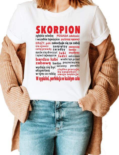 Koszulka damska bawełniana t shirt URODZINY ZNAK ZODIAKU SKORPION