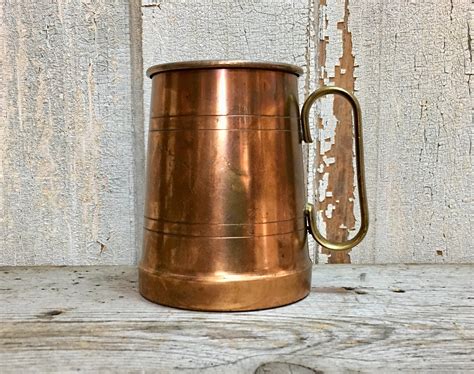 Vintage Brass Handled Copper Tankard French Cottage Rustic Etsy UK