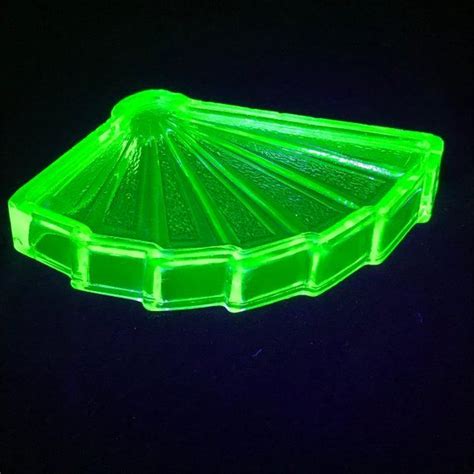 Art Deco Uranium Glass Pin Tray Bagley Whitby 3002 Originally Part Of Dressing Table Trinket