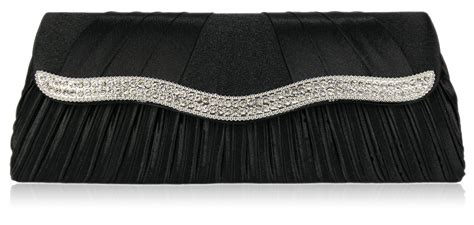 Wholesale Black Satin Clutch With Giant Bow And Diamante Brooch