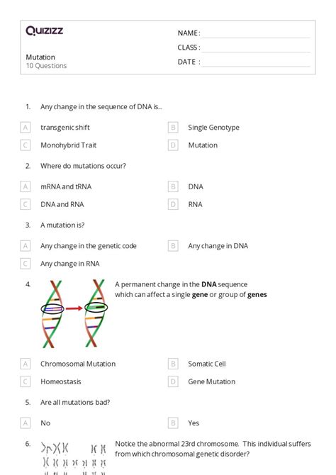 Genetic Mutation Worksheets On Quizizz Free Printable