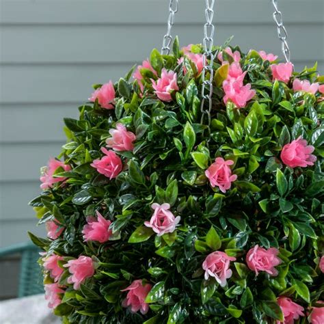 Hanging Pink Floral Topiary Ball 25cm Dunelm