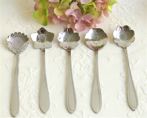 Cute Small Tea/ Coffee Spoons Set of 5. Silver Color Small Spoons.downton Abbey,tea Party Favor ...