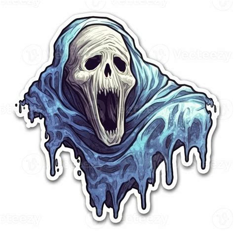 spirit ghost death tattoo sticker illustration Halloween scary creepy horror crazy devil ...