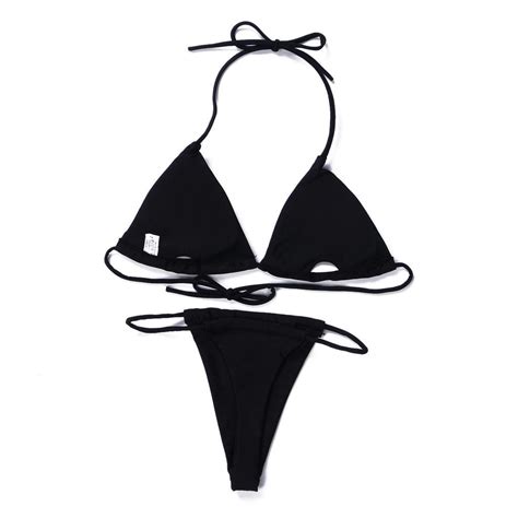 Buy Women Micro Bikini Suit Swimsuit Sexy Solid Color Swimsuit Thong