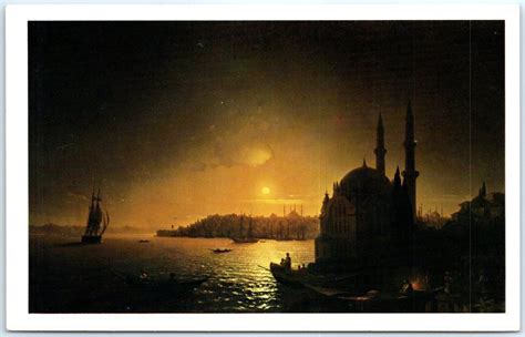 View Of Constantinople By Moonlight By Aivazovsky State Russian Museum