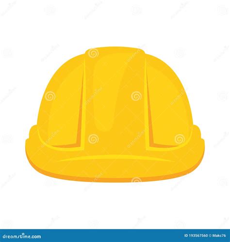 Yellow Construction Helmet Isolated Icon Vector Illustration Stock