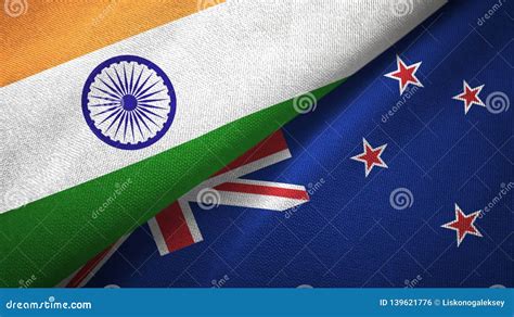 India and New Zealand Two Flags Textile Cloth, Fabric Texture Stock ...